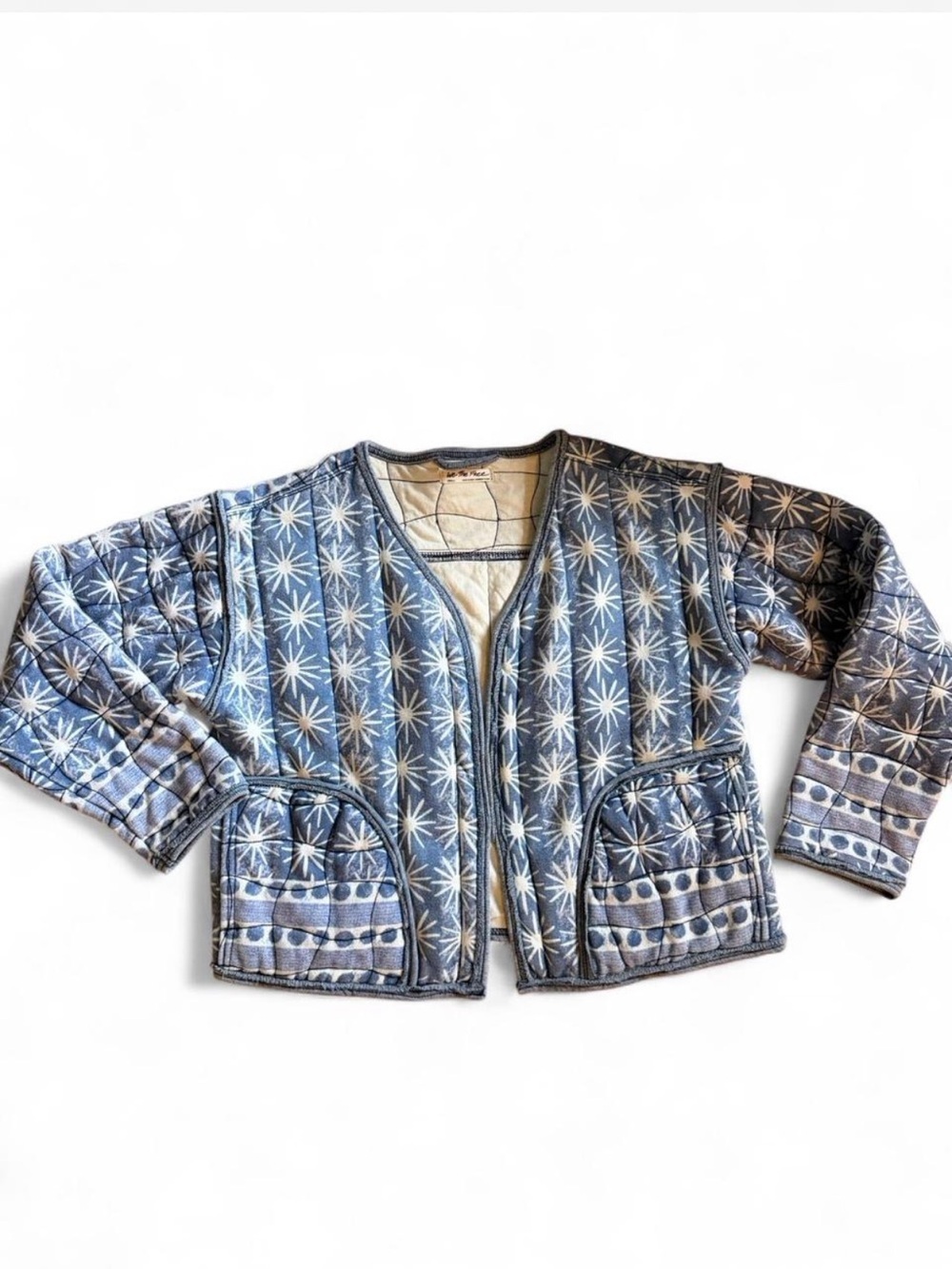 We The Free Blue Patterned Quilted Jacket